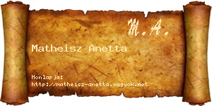 Matheisz Anetta névjegykártya